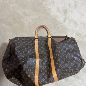 Louis Vuitton Keepall Bandouliere Duffle 55 Brown Canvas